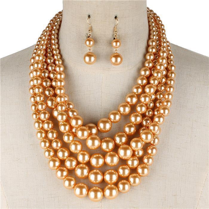 Layered pearl necklace set